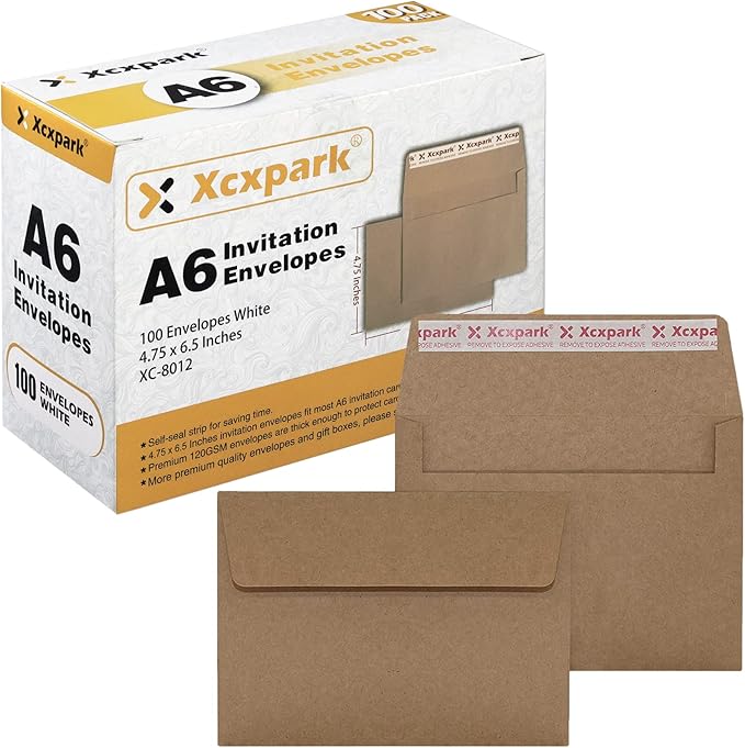 100 Qty Printable A6 Invitation Envelopes 4.75x6.5 inches Cards, Self Seal by Xxcxpark