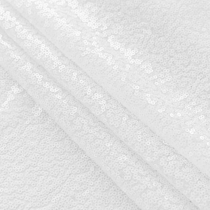Sugargirl White Sequin Backdrop Curtain 2 Panels 2FTx8FT Glitter White - Image 7