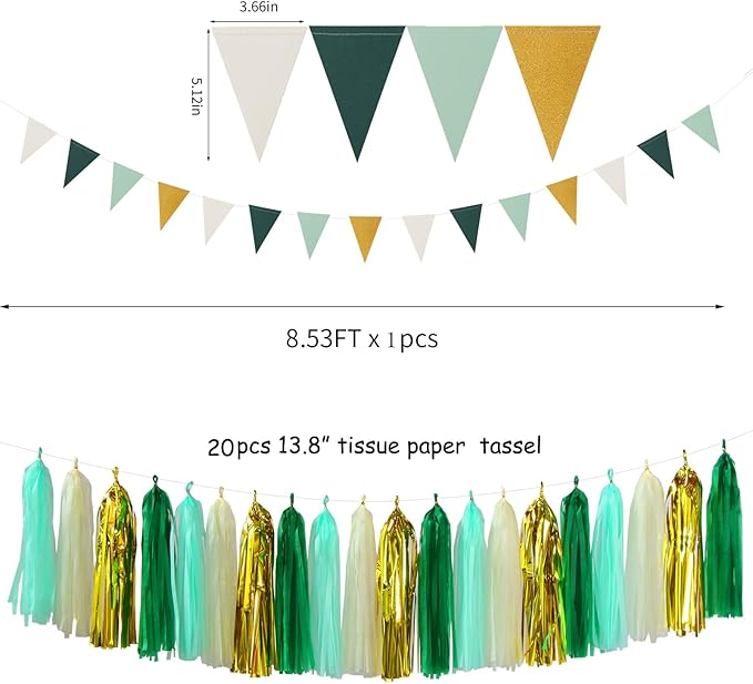 Sage-Green Beige-Gold Baby Bridal-Shower Decorations - Image 4