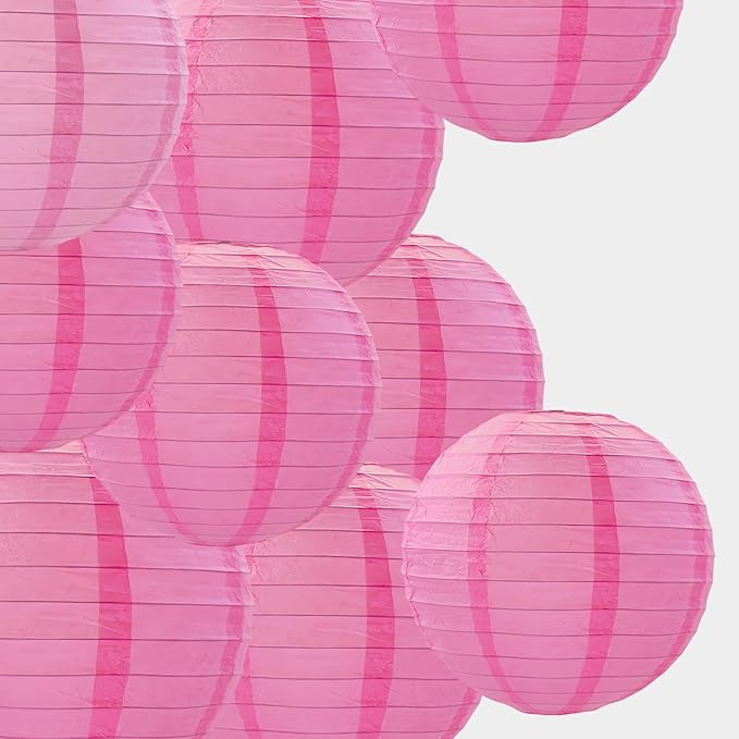 Pink Paper Lanterns Decorative 10pcs Party Hanging Decorations by Capesaro