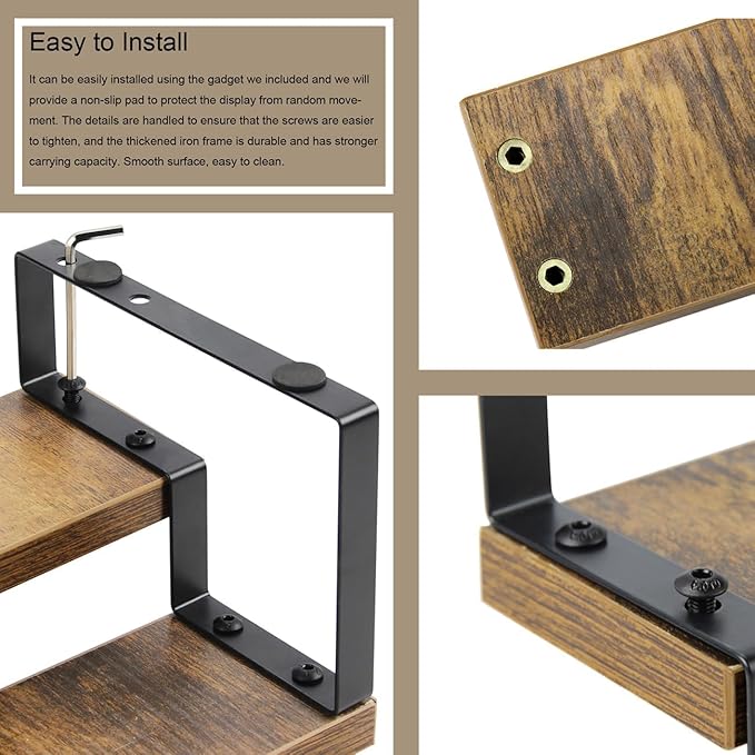 4-Tier Wooden Display Riser Shelf Stand for, Condiment & Dolls Collection Home - Image 5