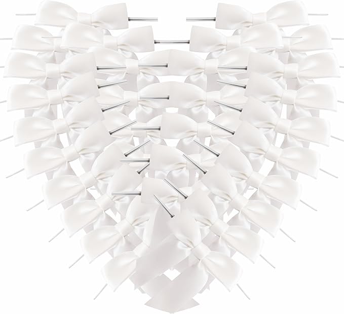 36pcs 3-1/2" White Satin Ribbon Bows by Micomon