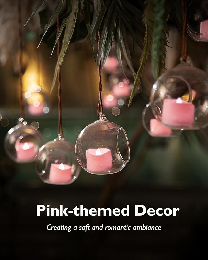 Homemory Pink Tea Lights Candles Battery Operated, 200+Hour Flameless - Image 8