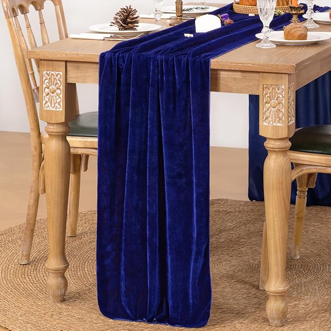 MLMC 2 Pack Royal Blue Velvet Table Runner 10ft Glossy Luxury Velvet Cotton - Image 2