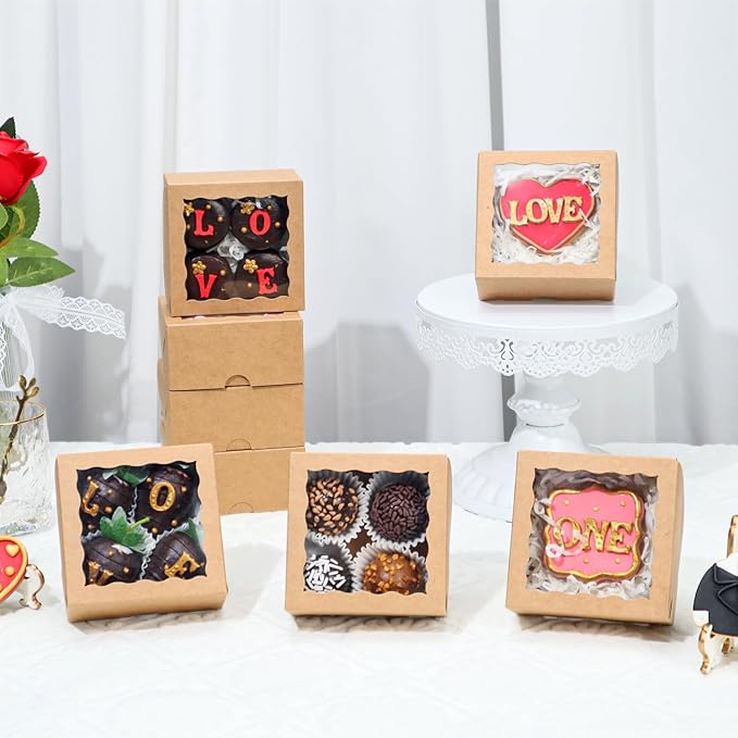 50-Count 4x4x2 Food-Safe Brown Bakery Boxes - Image 4