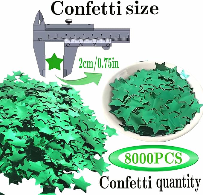 Green Star Foil Confetti Beautiful Metallic Table Confetti Glitter - Image 2