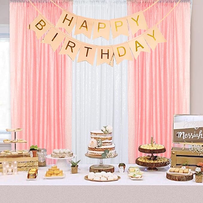 ShinyBeauty 4x10ft Pink Sequin Backdrop | 2 Panels Glitter Curtains - Image 6