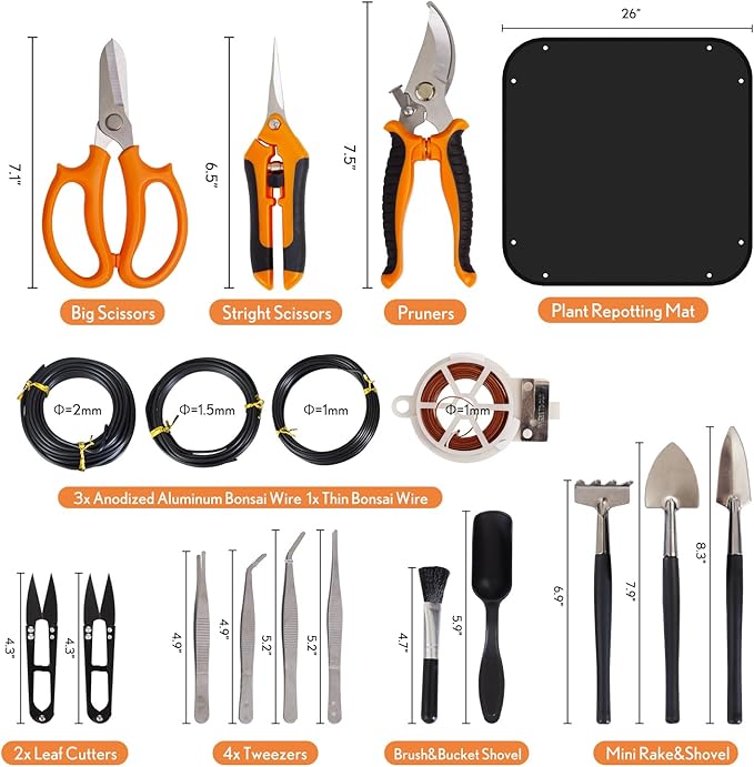 Bonsai Tools Kit 20 Pcs Garden Tools Set - Image 3