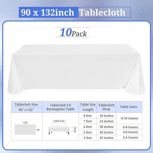10 Pack Polyester Tablecloths, Stain and Wrinkle Resistant Washable Fabric - Image 2