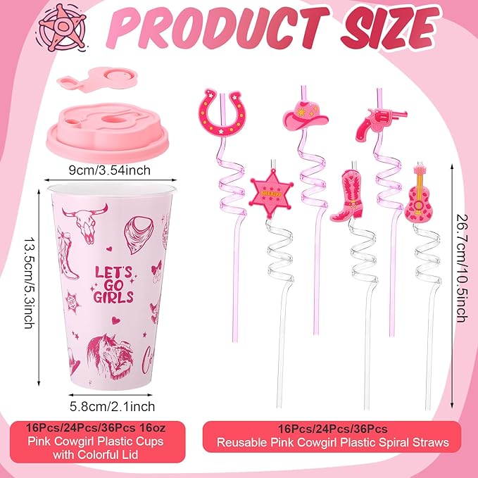 Yungyan 24 Sets Pink Cowgirl Party Favors Goodie Cups - Image 2