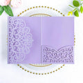 ponatia 20PCS Lilac Quinceanera Invitation Cards, Tri-Fold Laser Cut Wedding by ponatia