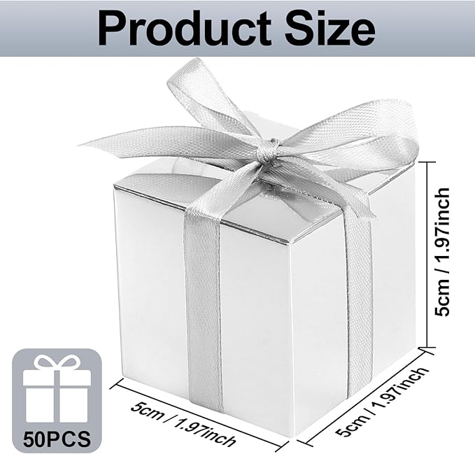 COCPOK 50 Pack Silver Gift Boxes, Small Candy Boxes - Image 2