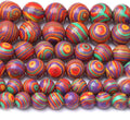 Painted Peacock Turquoise Stone Beads Gemstone Round Crystal Energy Jade Beads by Unknown
