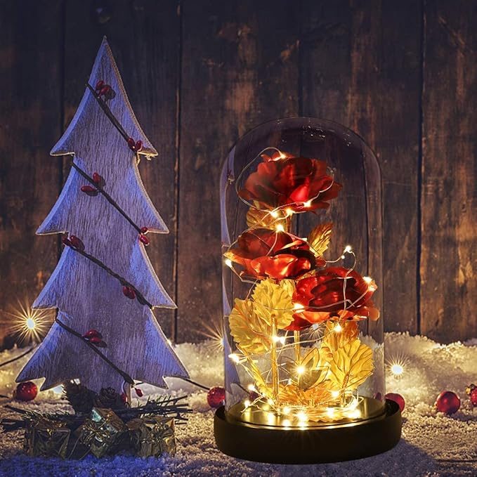 Beauty and The Beast Rose, Preserved Flowers Bouquets Gifts, Light Up Rose - Image 3