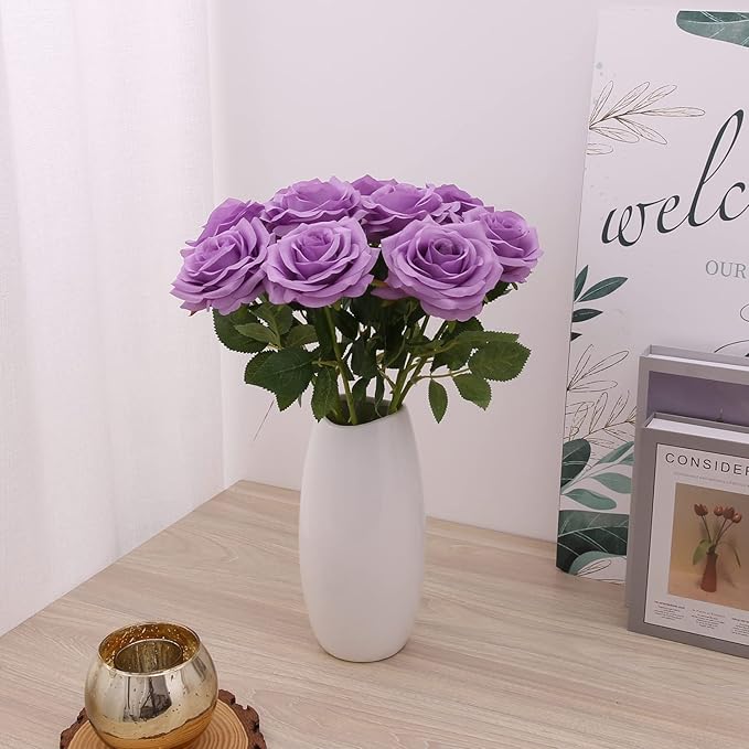 Artificial Rose 10pcs Open Flower Bouquet Faux Rose Stems - Image 4