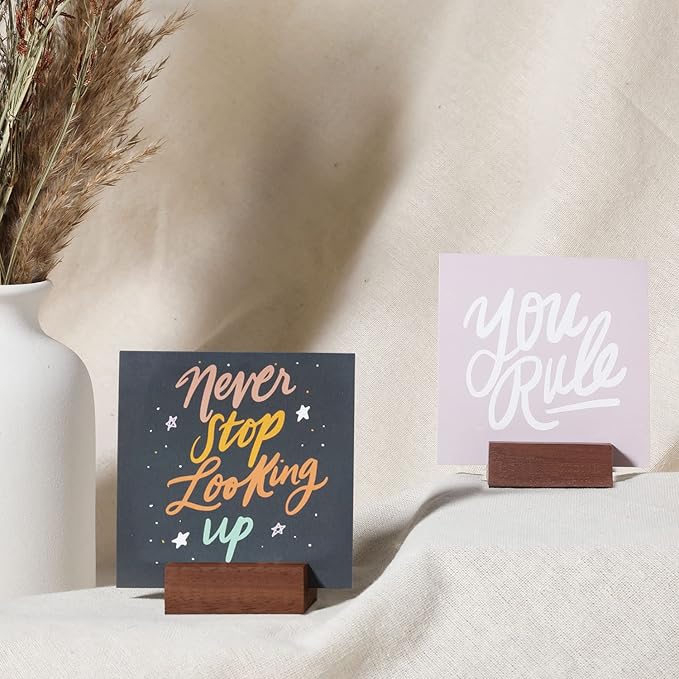 UNIQOOO 20 Pack Place Card Holders | Rustic Walnut Wood Escort Cards Display - Image 3