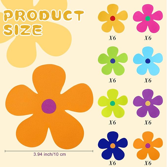 Kingdder 48 Pieces Retro Flower Car Magnets Decorations Refrigerator Decals 60s - Image 2