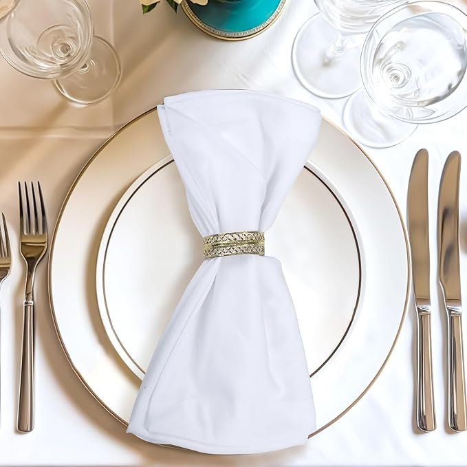 Urban Villa White Cloth Napkins Set of 12 100% Cotton Dinner Napkins Cloths - Image 3