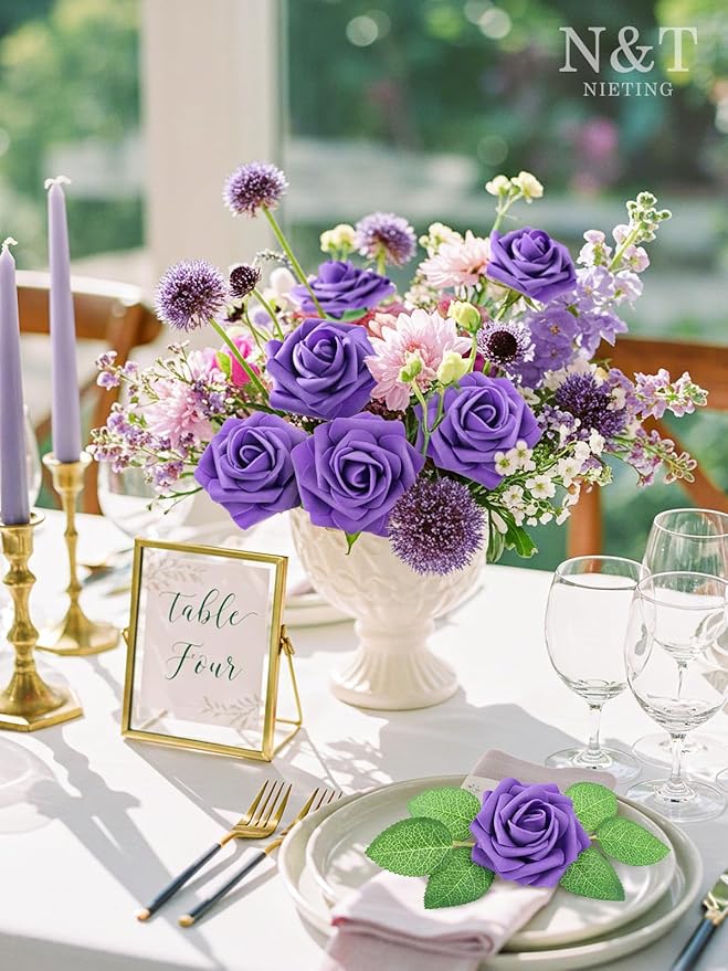 N&T NIETING Fake Flowers Purple Roses - Image 5