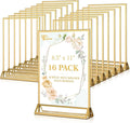 EHWINE 16 Pack Acrylic Sign Holder 8.5 x 11, Double Sided Gold Picture Frame by EHWINE
