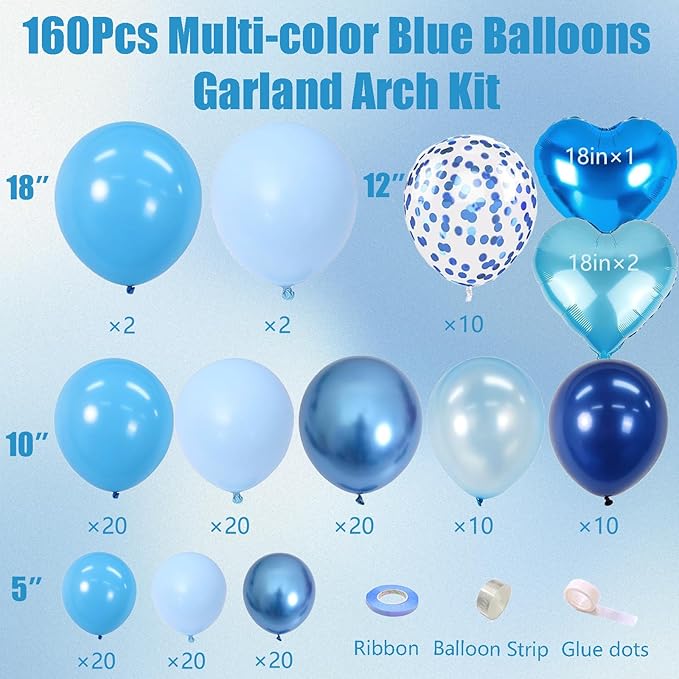 Blue Balloon and Metallic Blue Balloons Garland Arch Kit - Image 2