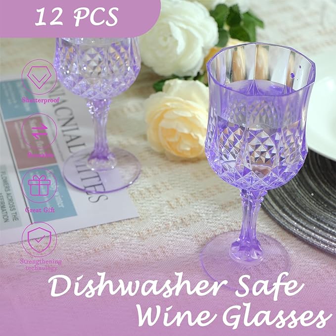 Plastic Wine Glasses，Plastic Goblets Vintage Style Cordial Drinking Glasses - Image 4