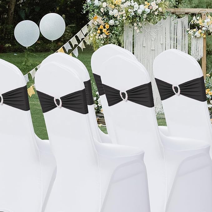 Howhic Pack of 30 Spandex Chair Sashes Bows Stretch Chair Cover Band - Image 7