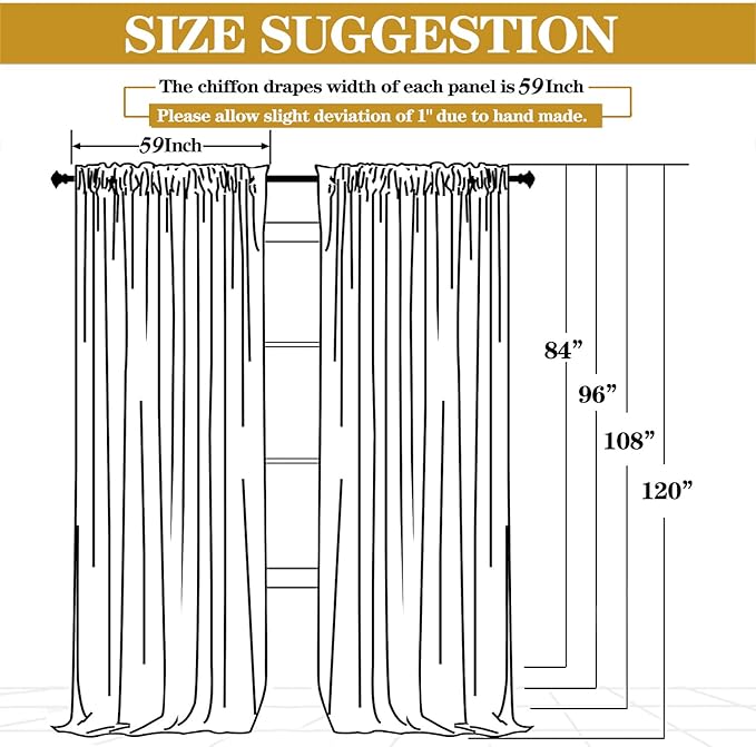 DUOBAO Chiffon Backdrop Curtains 2 Panels Photography Backdrops Drape 5ft x 8ft - Image 3