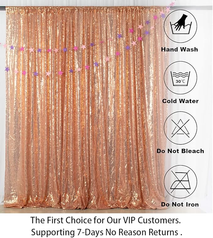 ShinyBeauty 4FT x 7FT Rose Gold Sequin Backdrop | Photo Booth Background | - Image 5