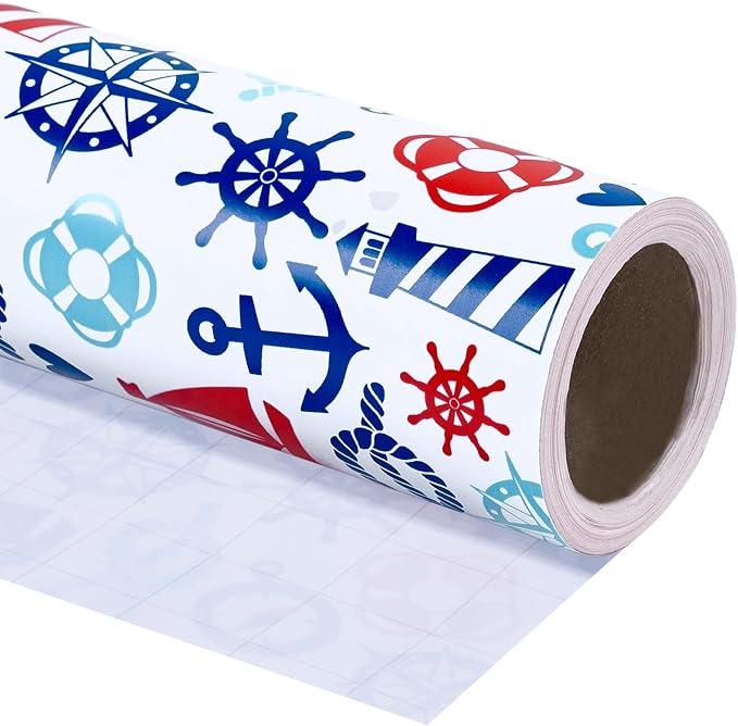 WRAPAHOLIC Nautical Anchors Wrapping Paper Roll by WRAPAHOLIC