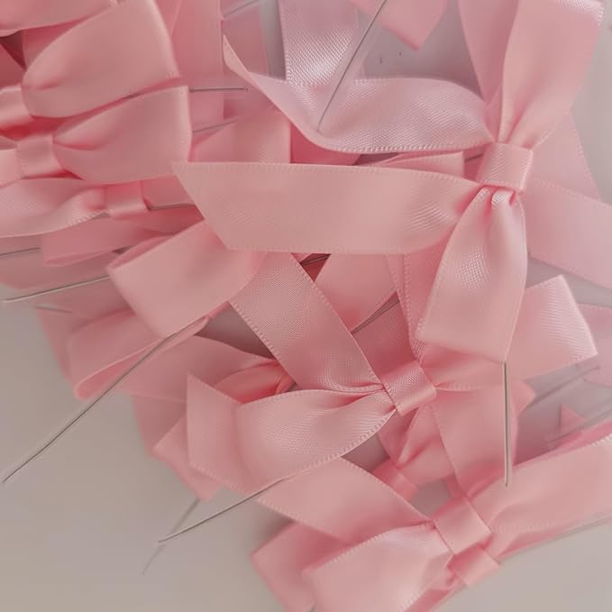 50pcs 2.5" Light Pink Polyester Satin Ribbon Bows - Image 5