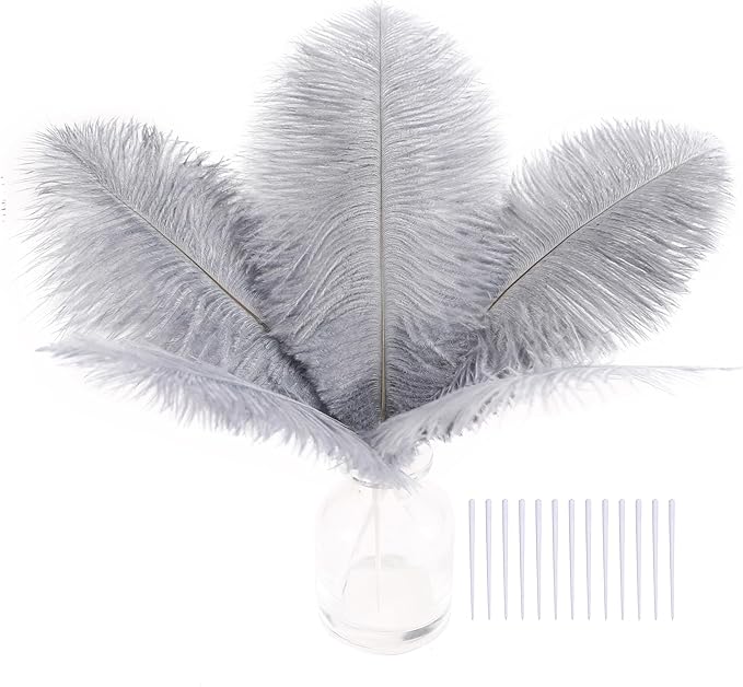 SOGUGOM Grey Craft Ostrich Feathers by SOGUGOM