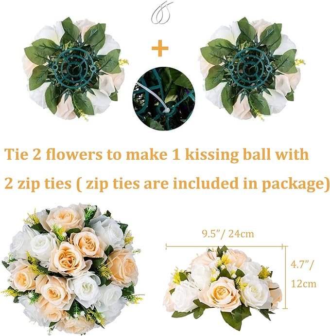 Flower Balls Wedding Rose Centerpieces: 2 Pcs Fake Flowers - Image 4