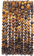 Faceted Natural Tiger Eye Stone Round Loose Semi Gemstone Beads by Beadia