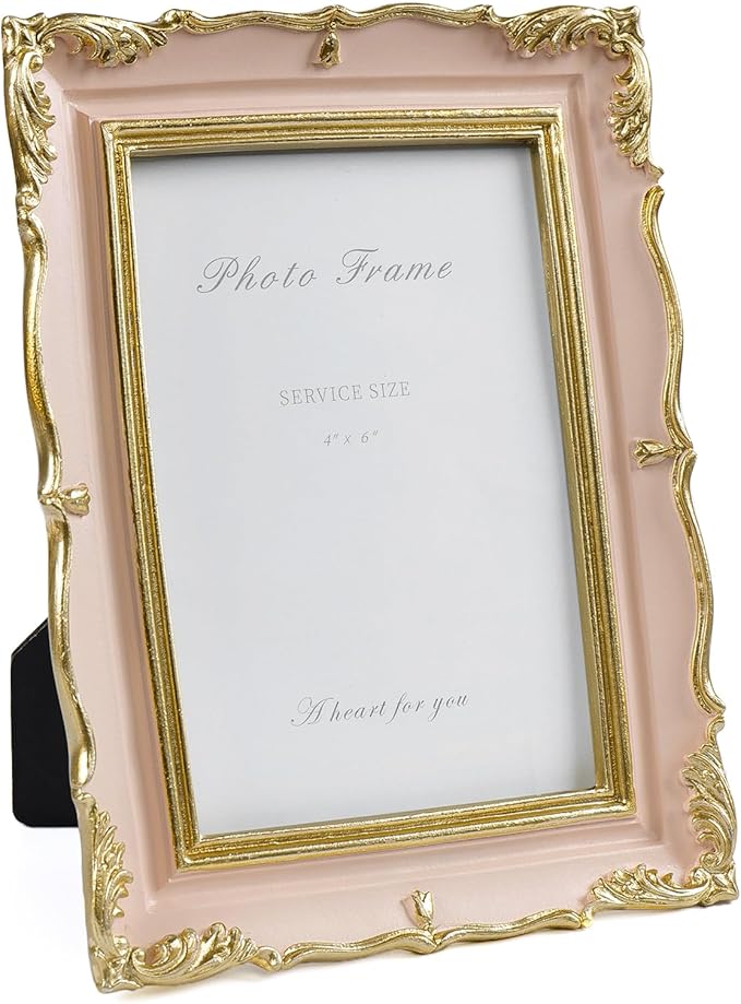 Cuspin 4x6 Vintage Picture Frame Pink and Gold Photo Frame, 4 by 6 Picture by Cuspin