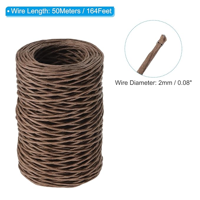 PATIKIL 164 Feet Floral Bind Wire Wrap Twine, 2mm Florist Wire Iron Wire Paper - Image 2
