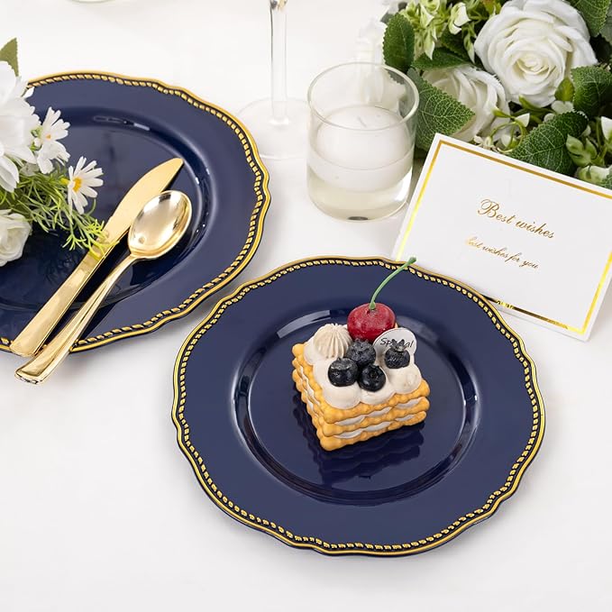 Hioasis 60pcs Blue Plastic Plates - Image 3