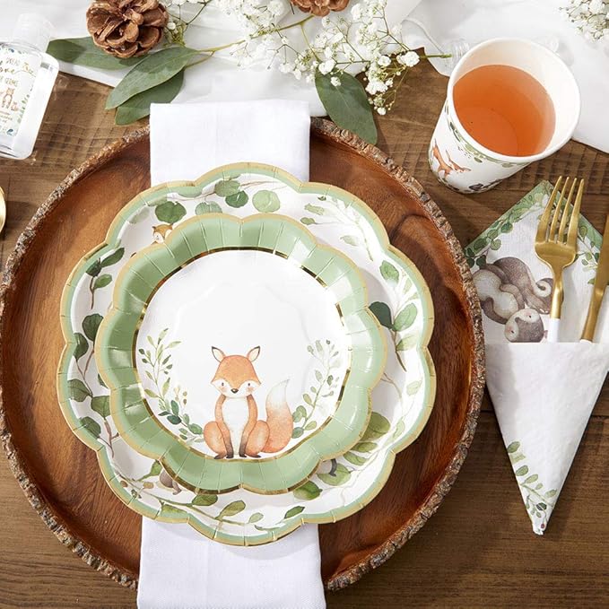 Kate Aspen Woodland Baby Shower Decorations, 62-Piece Disposable Paper Plates & - Image 7
