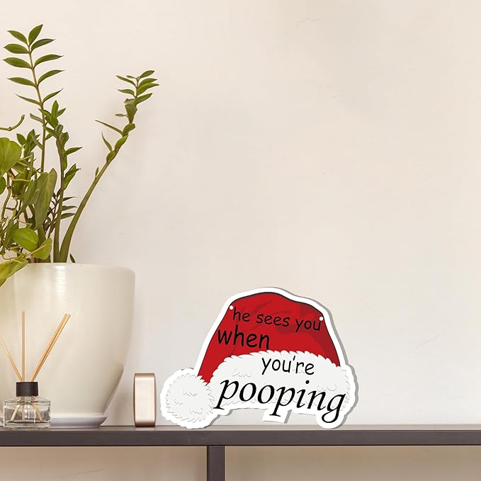 Funny Christmas Wooden Sign, Novelty Humor Xmas Hanging Sign Wall Decor - Image 4