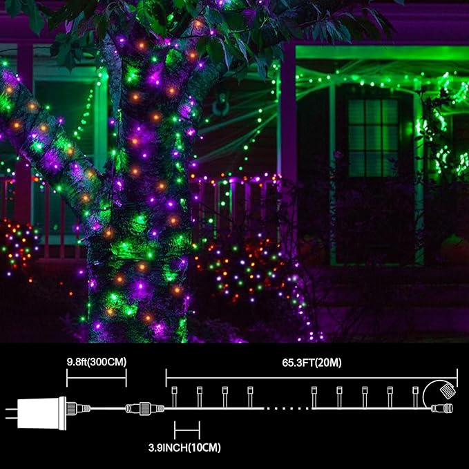 LAMPHOME 66ft Halloween Decorative Mini Lights, 200 LED Transparent Wire Fairy - Image 4