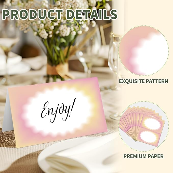 25 Color Gradient Place Cards for Table Seating, Tent Cards for Birthday Bridal - Image 3