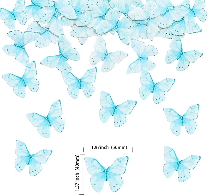 Ephlyn 48Pcs Edible Wafer Paper Butterflies - Image 3