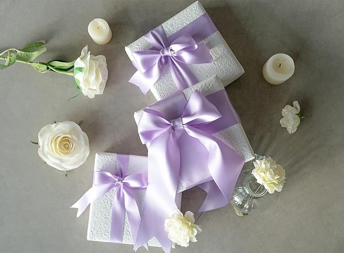Lavender Satin Ribbon 2.5 Inch Double-Faced Ribbons 25 Yards - Image 6