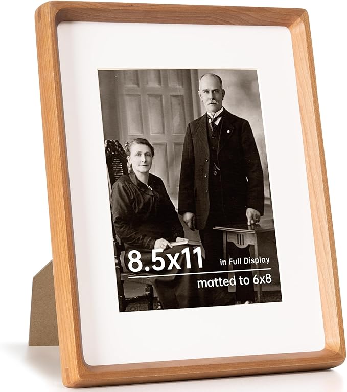 8.5x11 Picture Frame USA-Sourced Natural Cherry Wood Solid Original Wood Photo by Dreamland