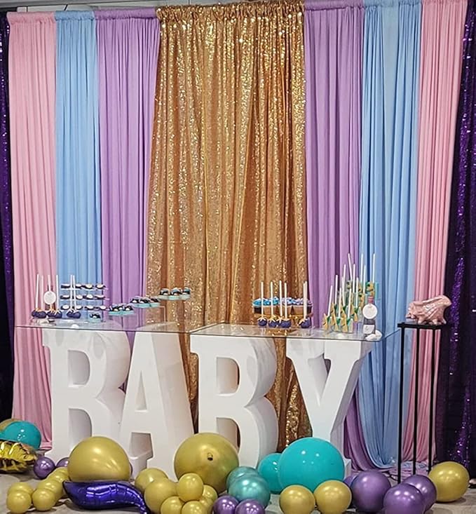Poise3EHome Gold Sequin Backdrop, 8FT x 8FT Sequin Photography Backdrop Curtain - Image 8