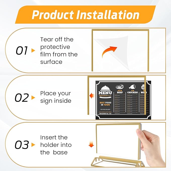 Smarpau 6x4 Gold Acrylic Sign Holder, 16 Pack Wedding Table Number Holders - Image 5