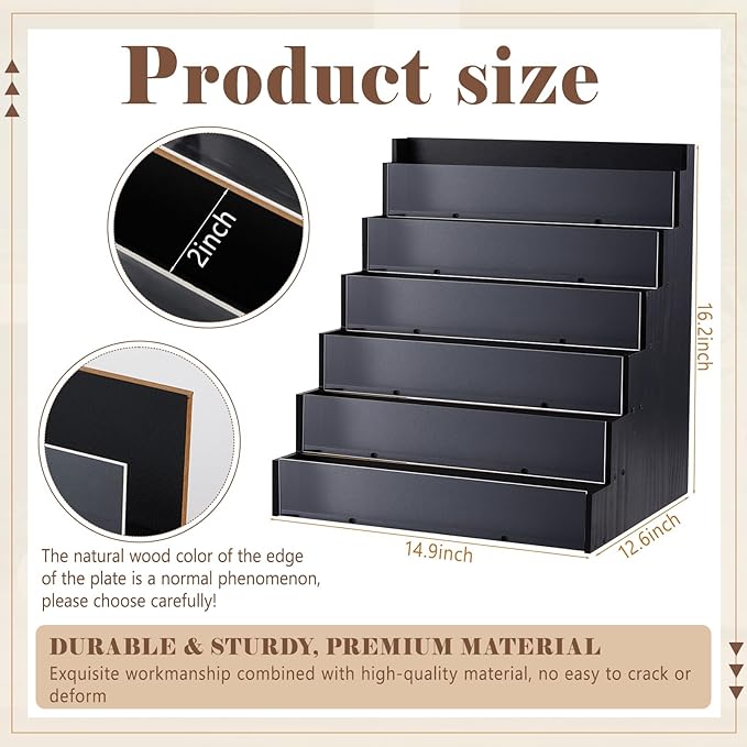 6 Tier Greeting Card Display Stand Black Bamboo and Acrylic Sticker Display - Image 2