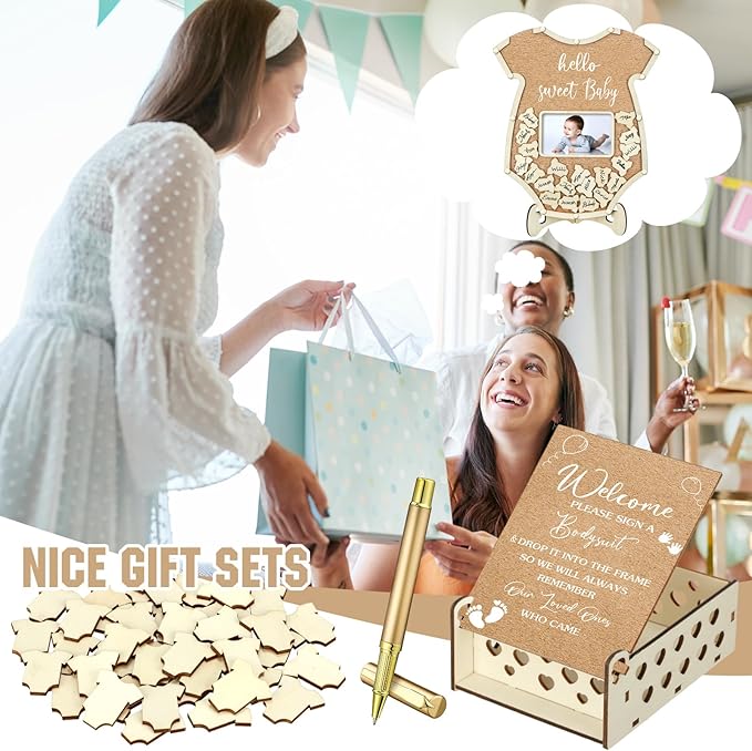 Wenqik 63 Pcs Bodysuit Baby Shower Guest Book Alternatives Set Baby Shower - Image 6