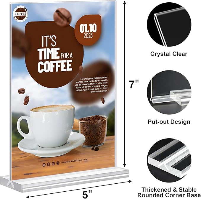 Acrylic Sign Holder 5x7 Inches 24 Pack, Double Sided Clear Display Stand Table - Image 3