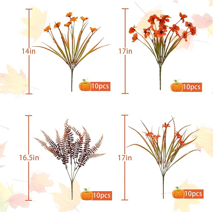 40 Pcs Fake Fall Flowers Artificial Fall Plants Outdoor Faux Fall Flower - Image 6